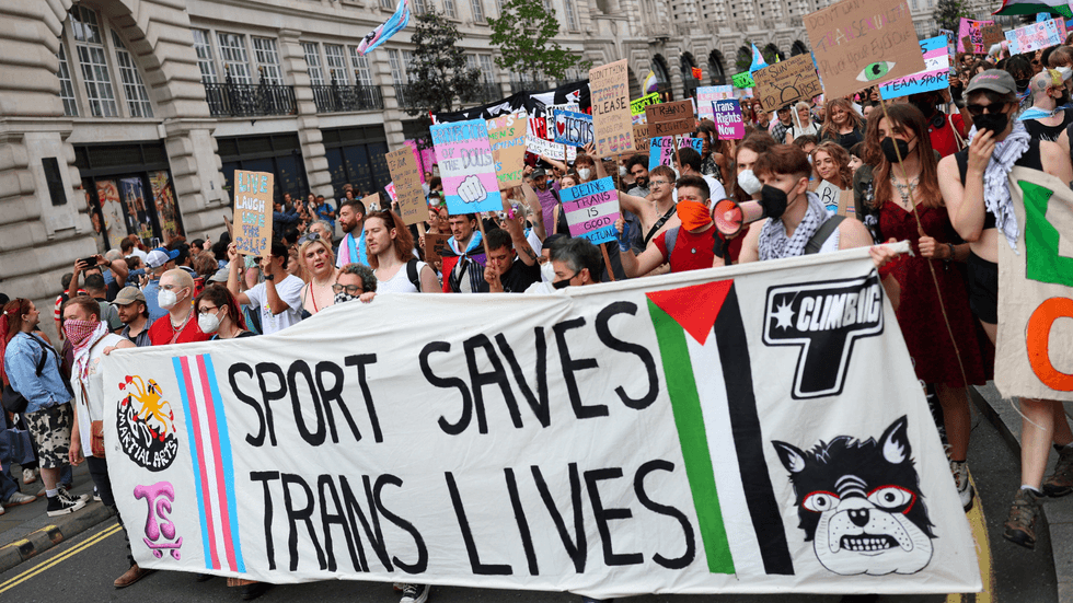 A pro-trans protest