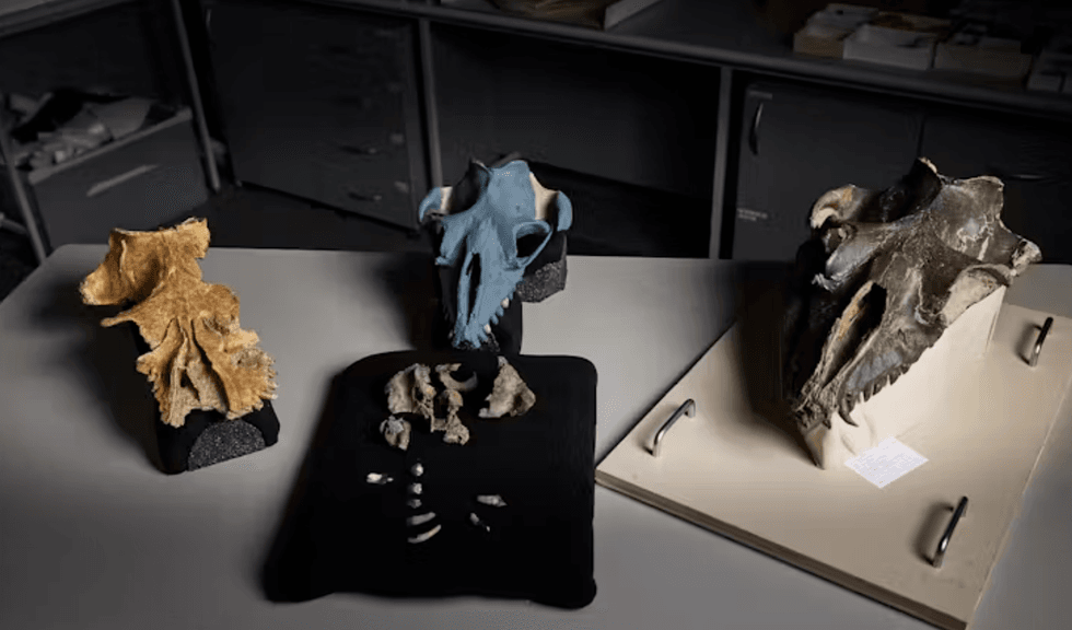A trio of whale skulls