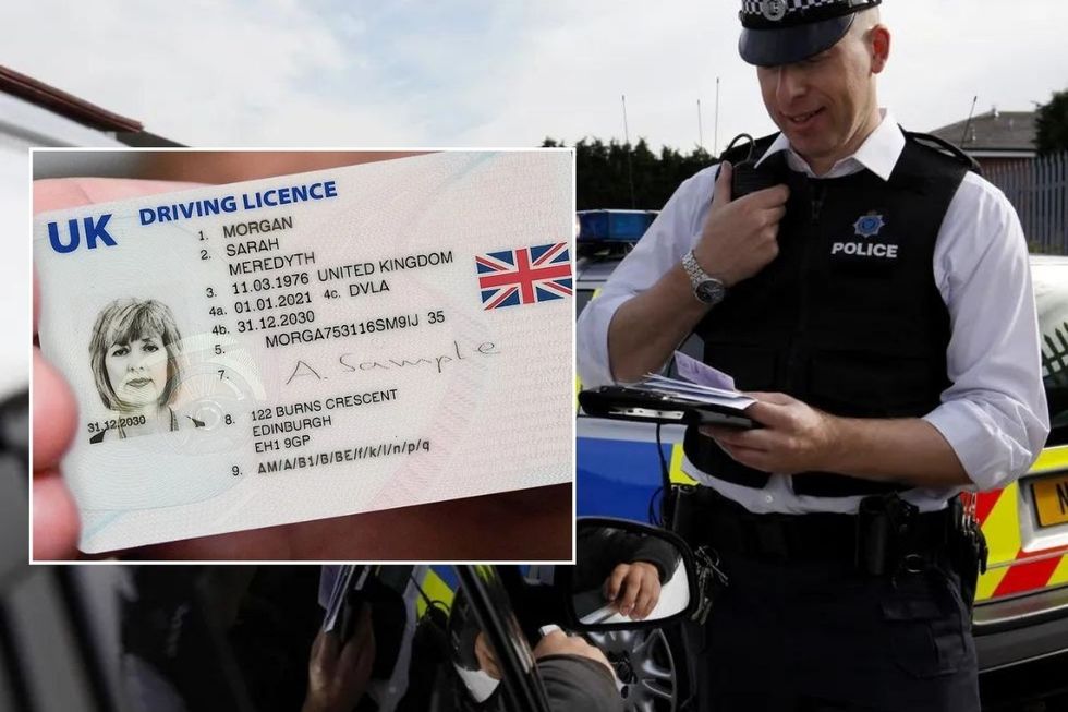 A UK driving licence and a police officer