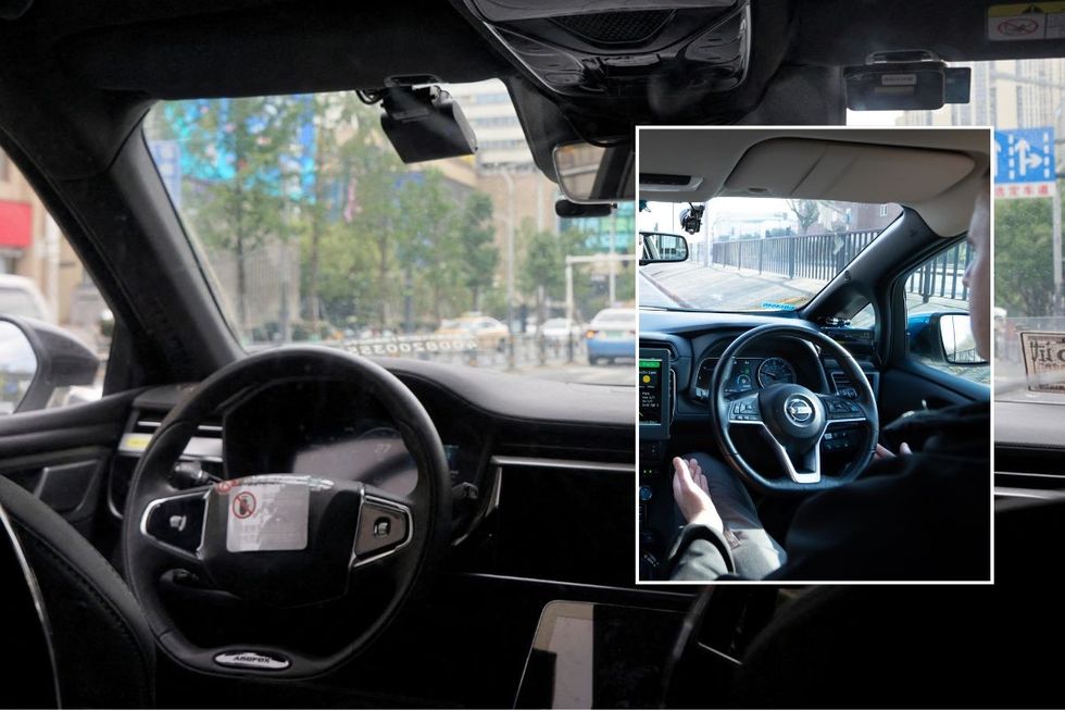 An Apollo Go robotaxi service in Wuhan and a driverless car testing in the UK