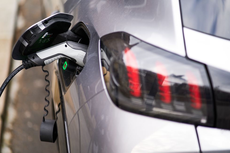 An electric car charging