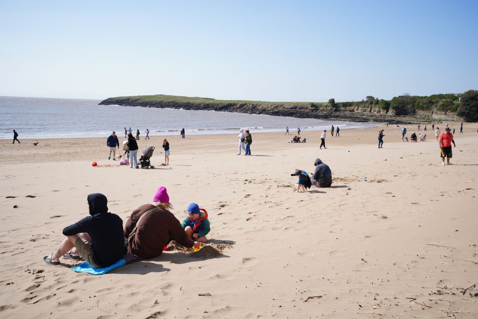 Beachgoers in Barry Island in Wales's Vale of Glamorgan