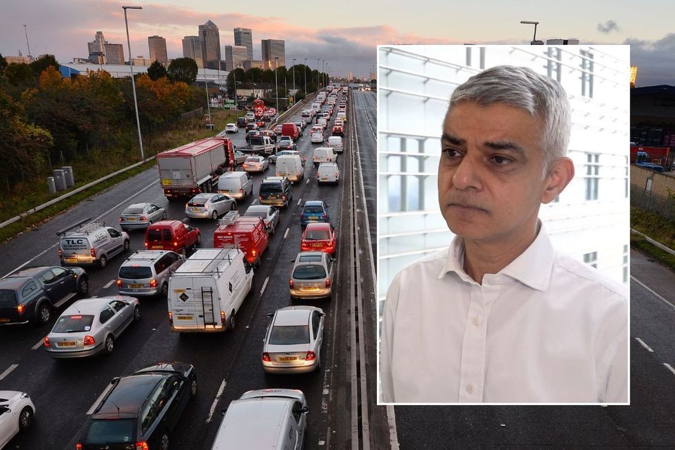 Busy London road and Mayor Sadiq Khan