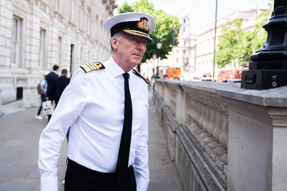 Chief of the Defence Staff Admiral Sir Tony Radakin leaves the Cabinet Office on Whitehall
