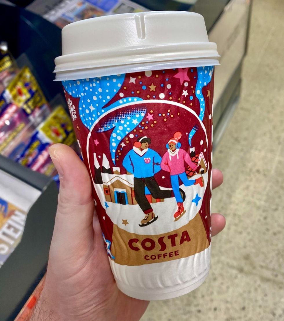 Christmas-themed Costa Coffee cup in Tesco