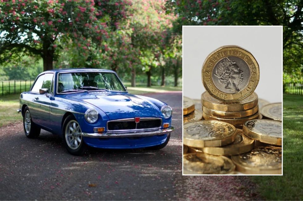Classic car and a \u00a31 coin