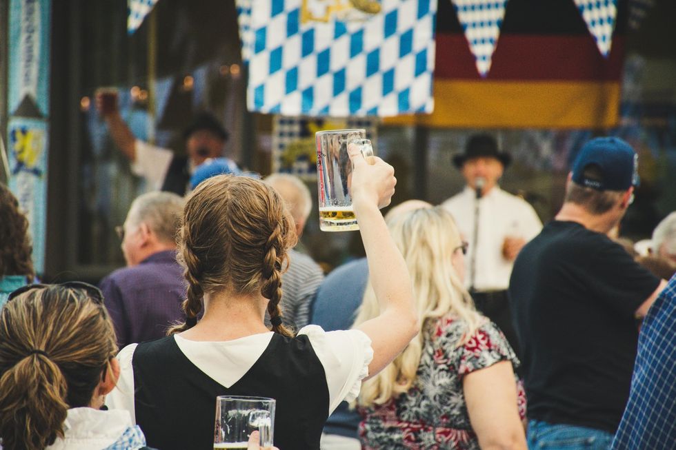 Crowds of people at Oktoberfest