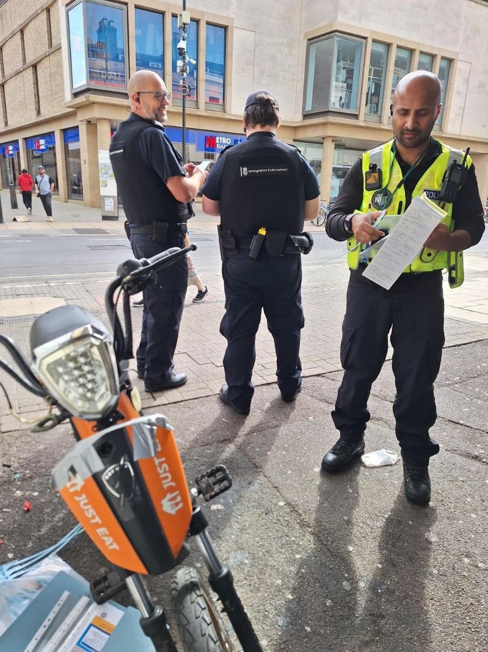 Delivery bike and police