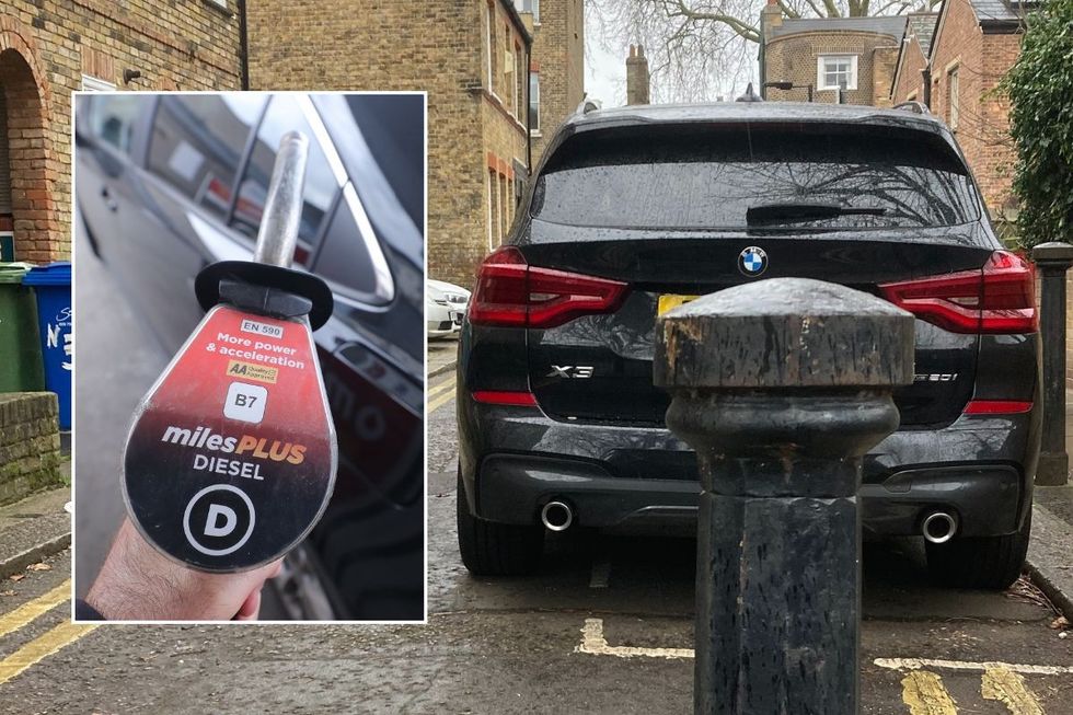 Diesel pump and an SUV parked in London