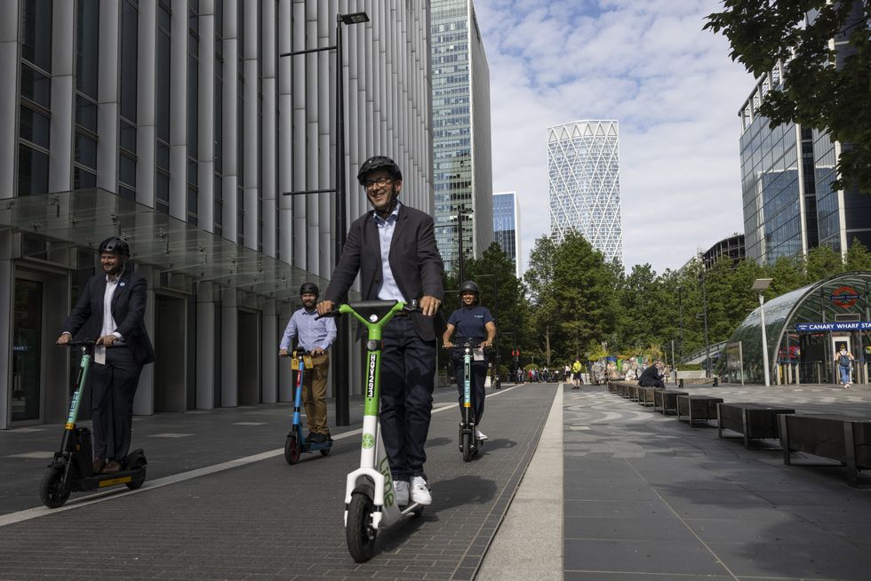 E-scooters riding through London