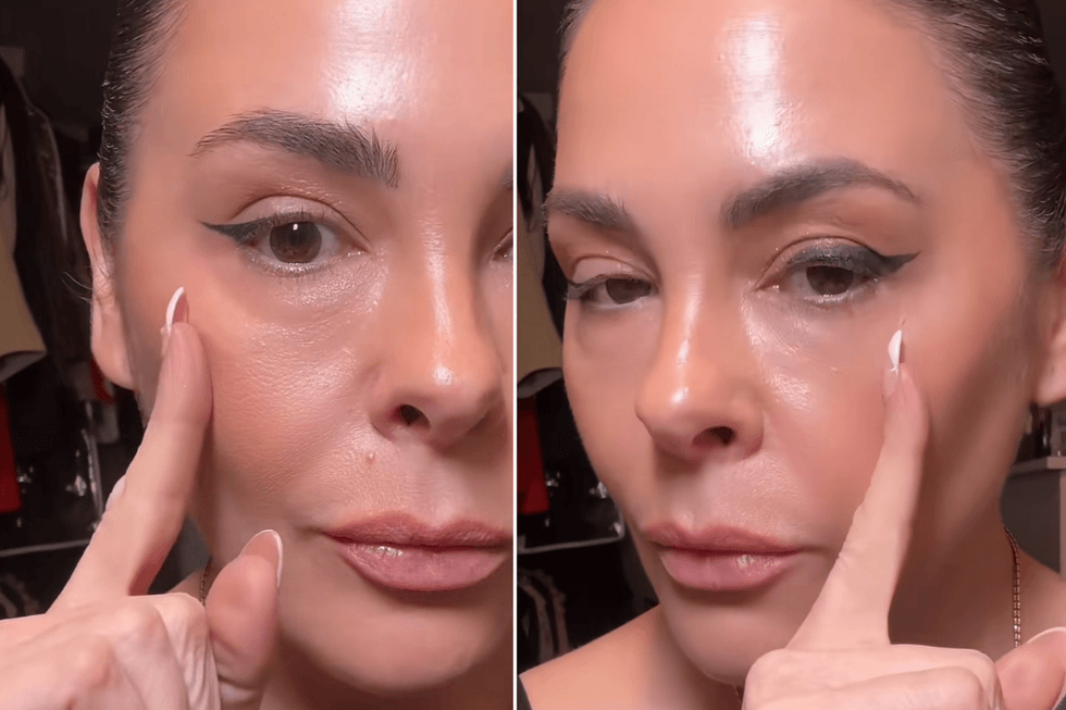 Erica demonstrating the results of different eyeliner techniques