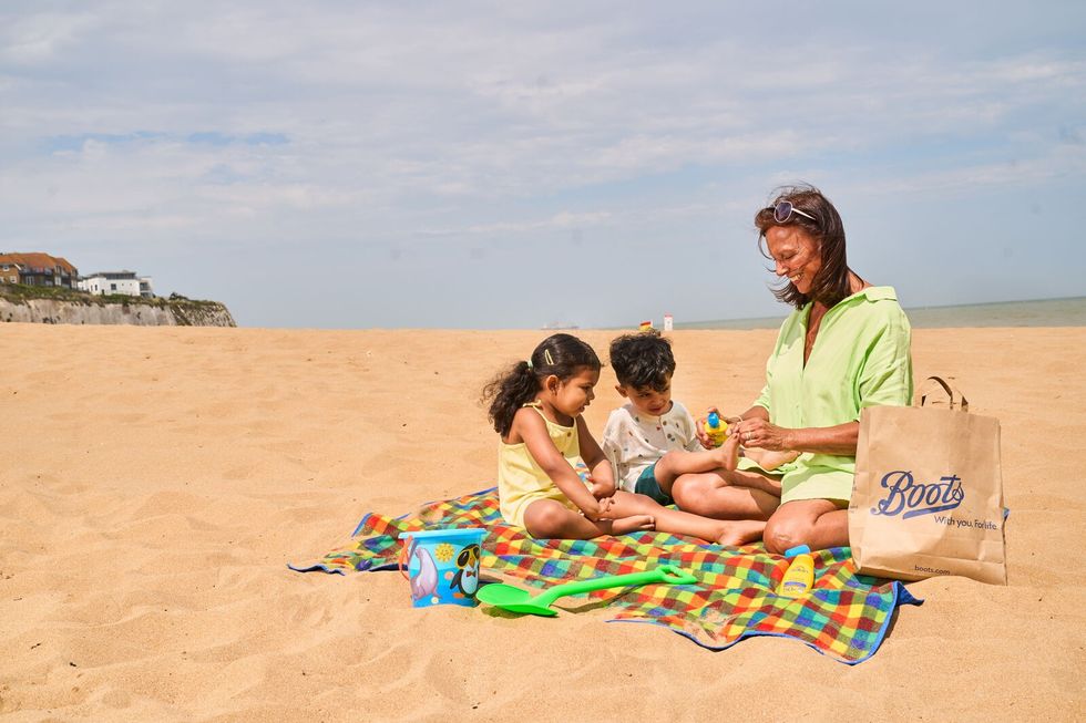 Family on beach