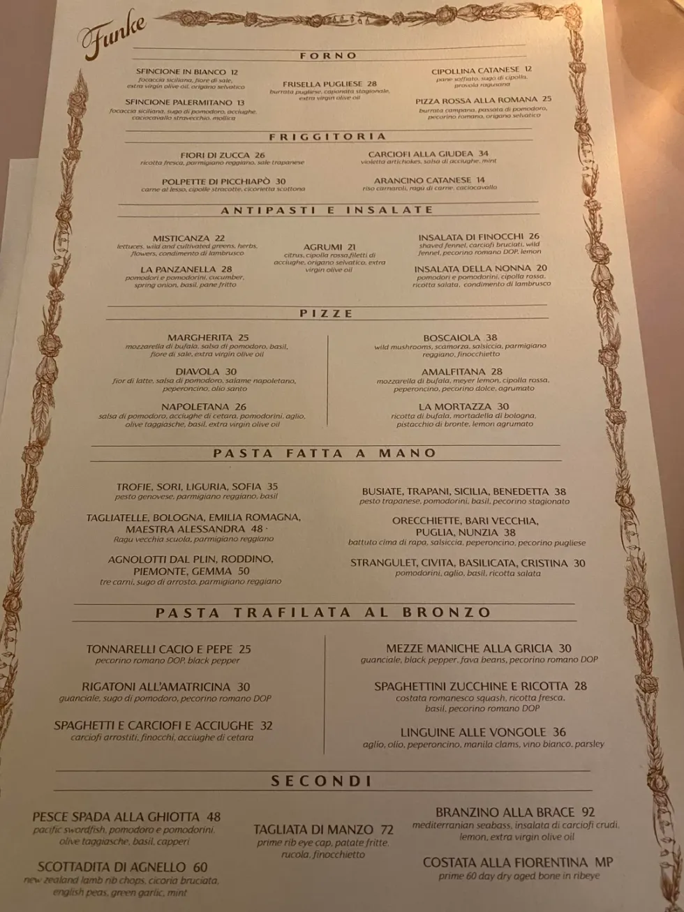 Funke menu