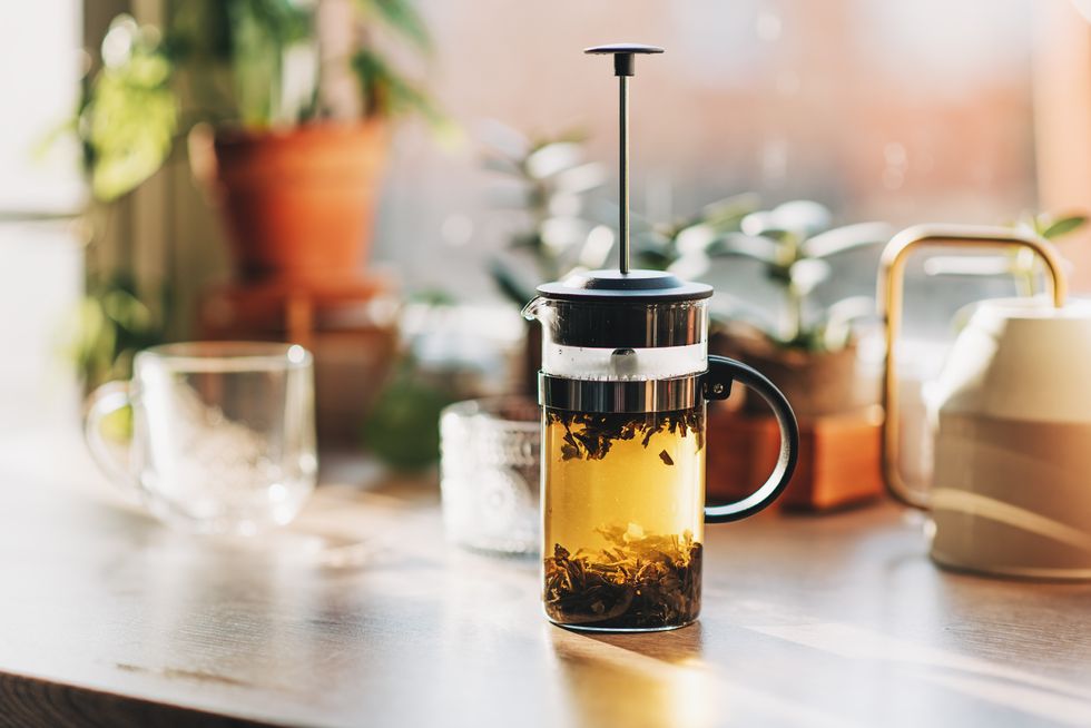 Green tea with mint leaves