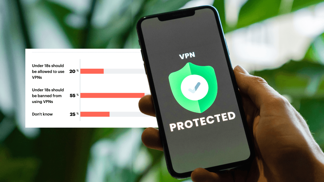 hand holding a smartphone with a VPN on-screen