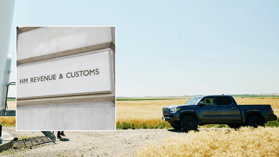 HMRC sign and double cab pick-up truck