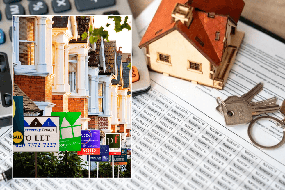 Houses for sale / mortgage document and keys
