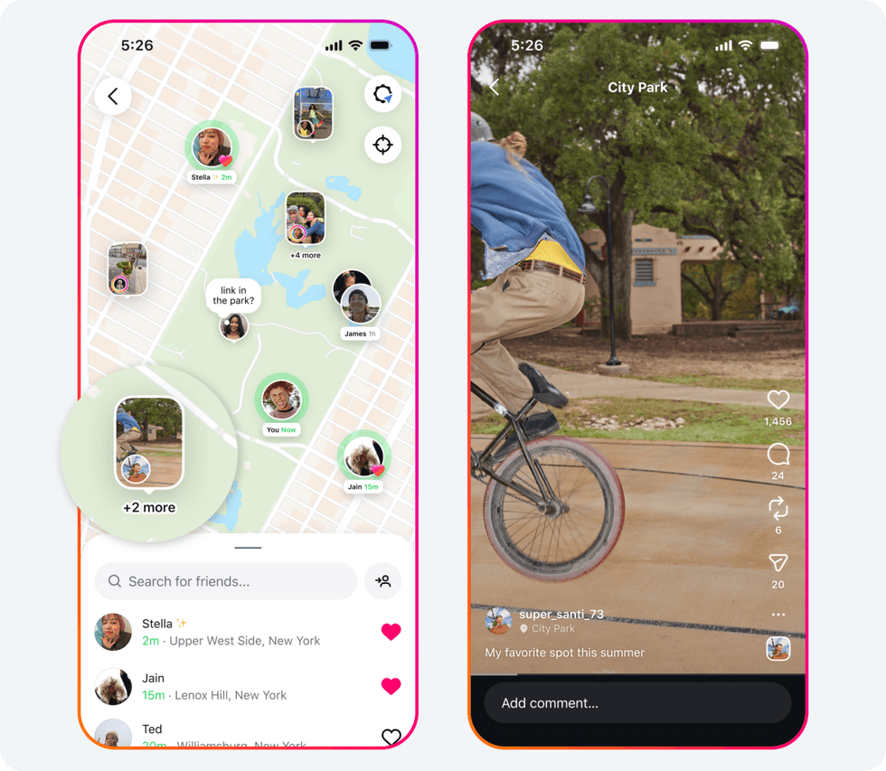 Instagram Maps showing the locations of friends