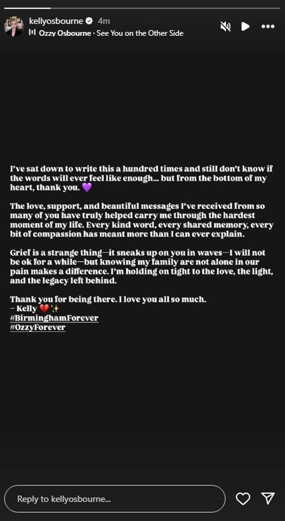 Kelly Osbourne post