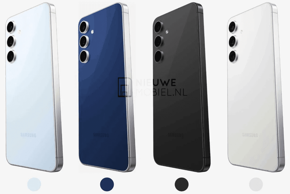 Leaked possible colours of the Samsung Galaxy S25 FE in icy blue, navy, black, and white