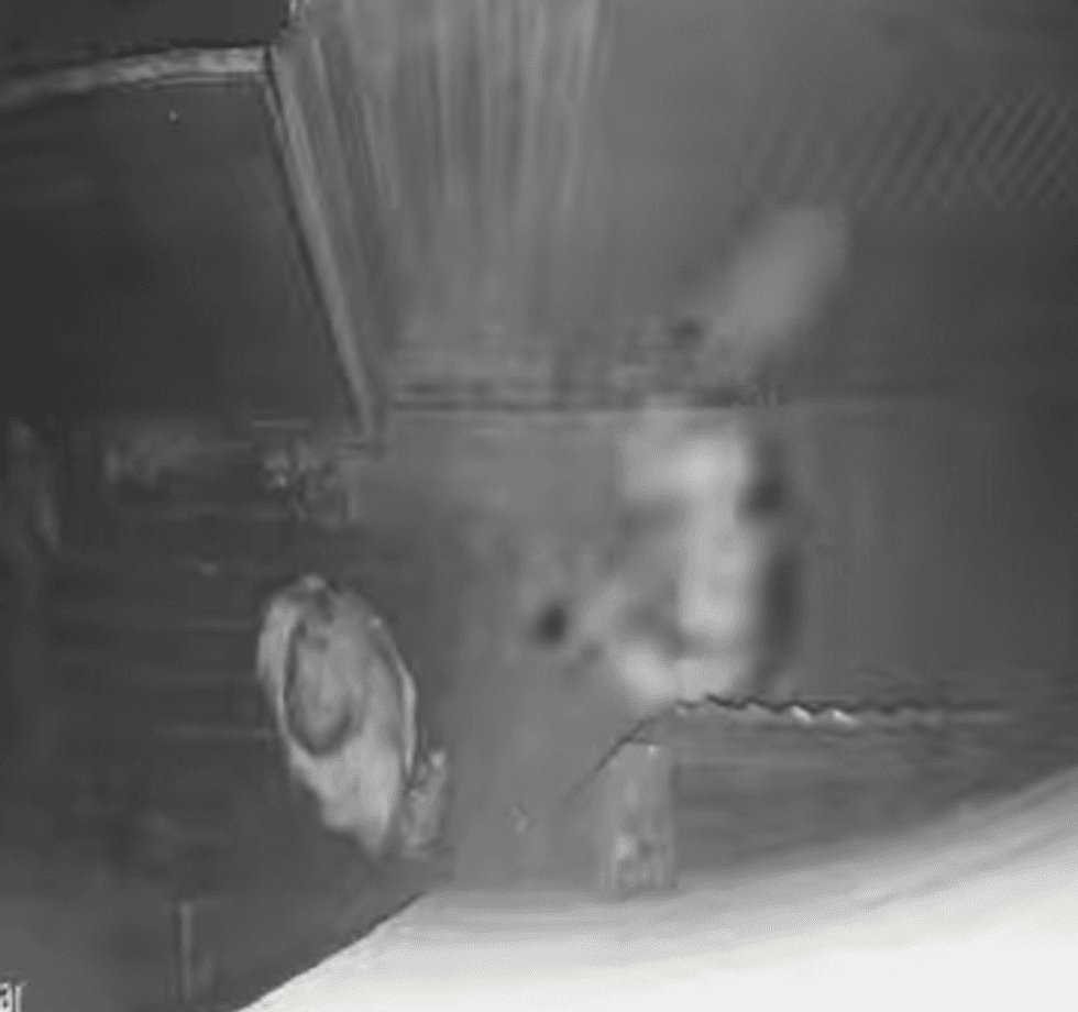 Lloyd approaches the homeowner with a spade and launches her attack