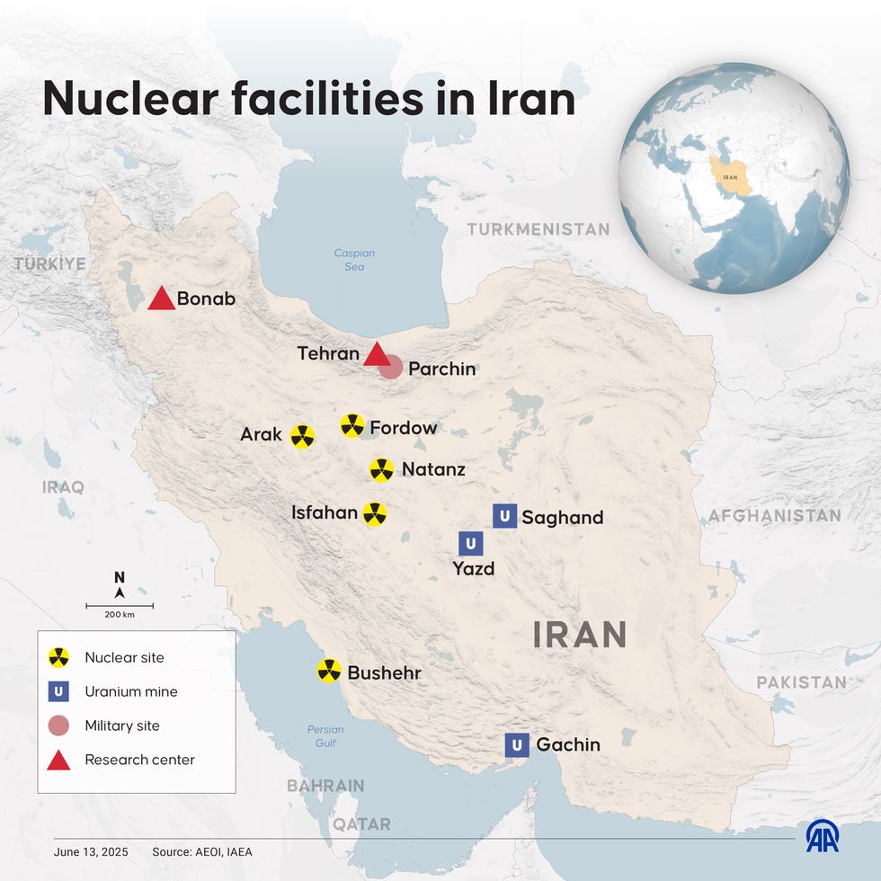 Map of Iran's nuclear facilities