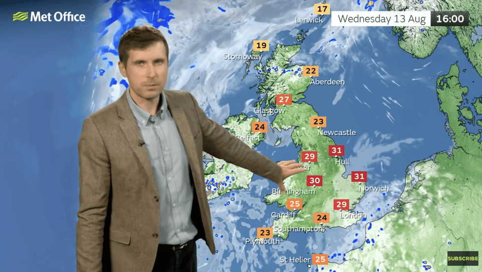Met Office\u2019s Alex Burkill describes temperatures rising in the south