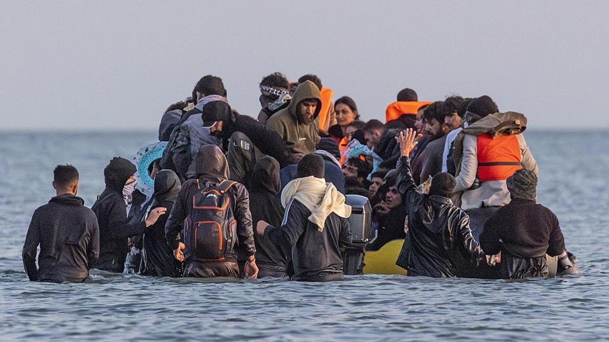 People crossing the Channel on a small boat
