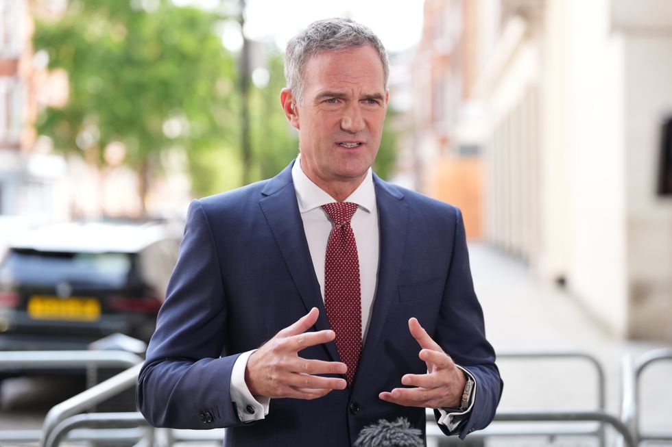 Peter Kyle standing outside of Downing Street to answer questions from the press