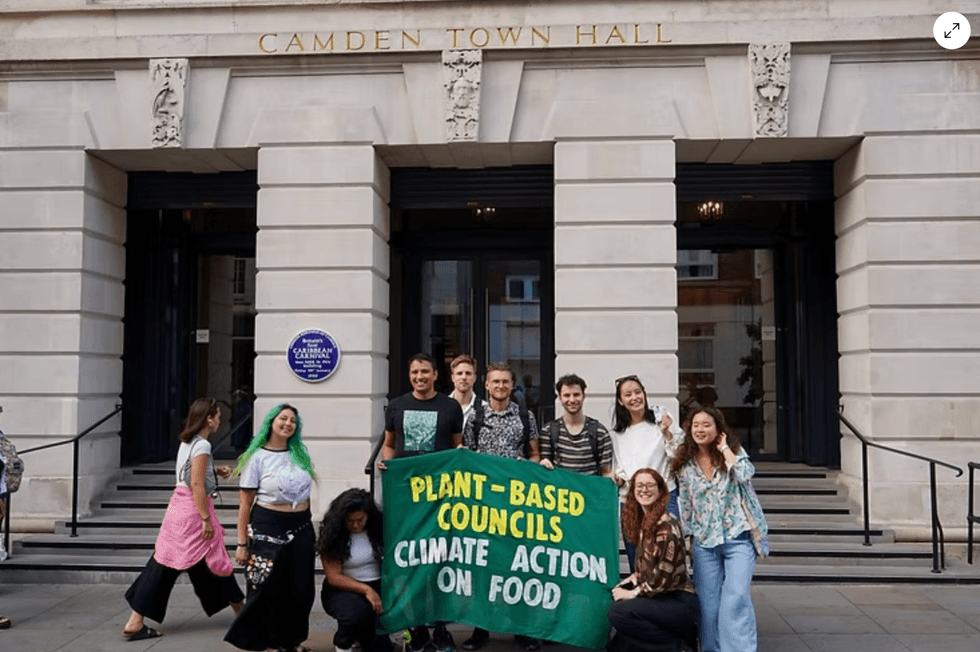 Plant-Based Councils\u2019 Camden team and supporters outside Camden Townhall