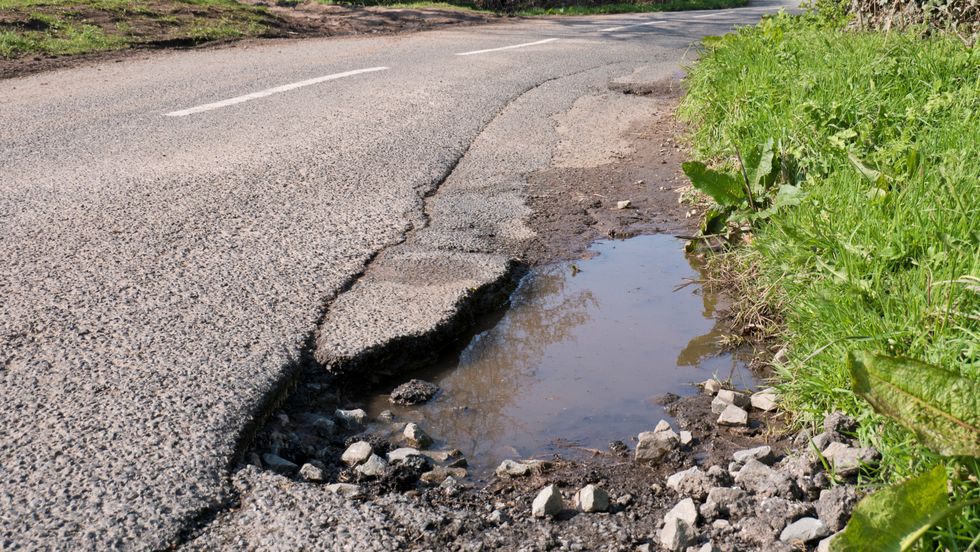 Pothole on road