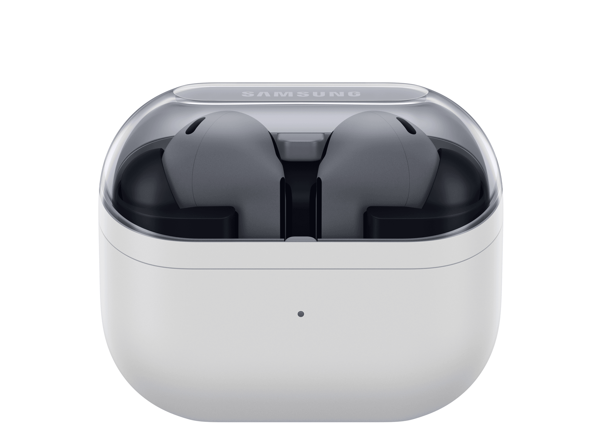 samsung Galaxy Buds3 FE pictured in a white charging case