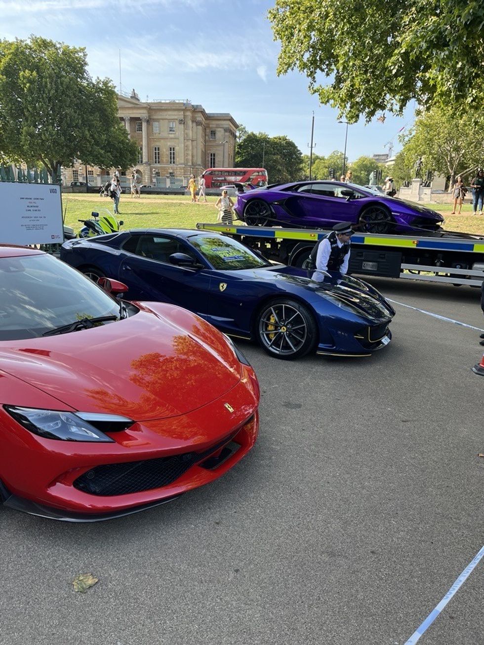 Seized supercars in London