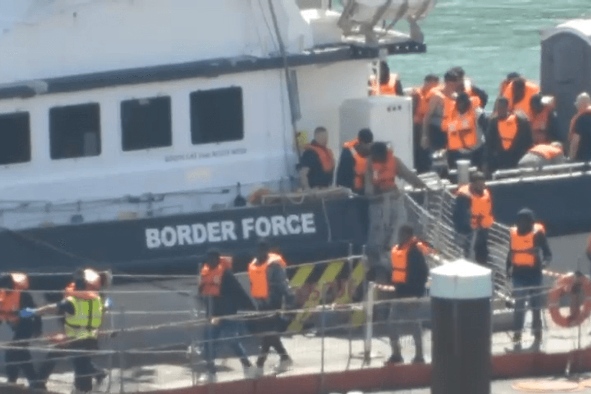 Small boat migrant arrivals in Dover harbour