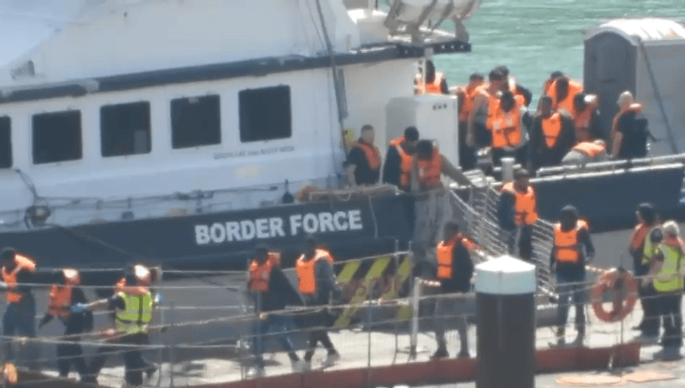 Small boat migrant arrivals in Dover harbour