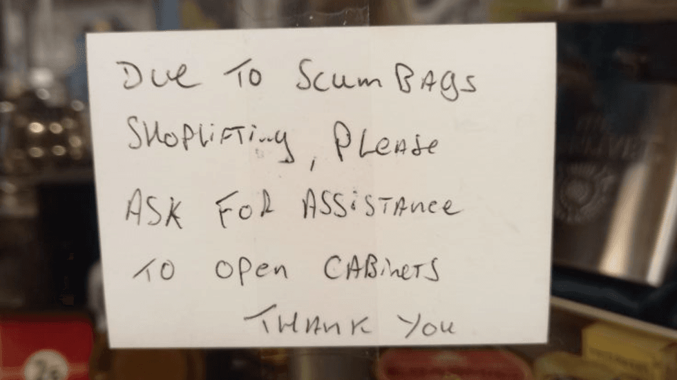 The handwritten note in question
