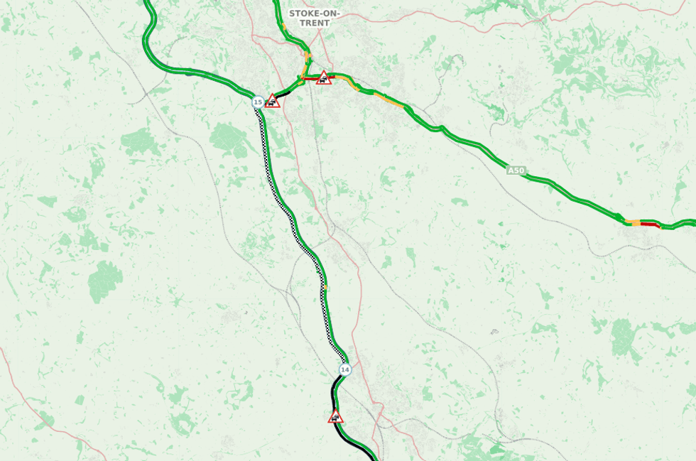The M6 remains closed following the collision and diesel spillage