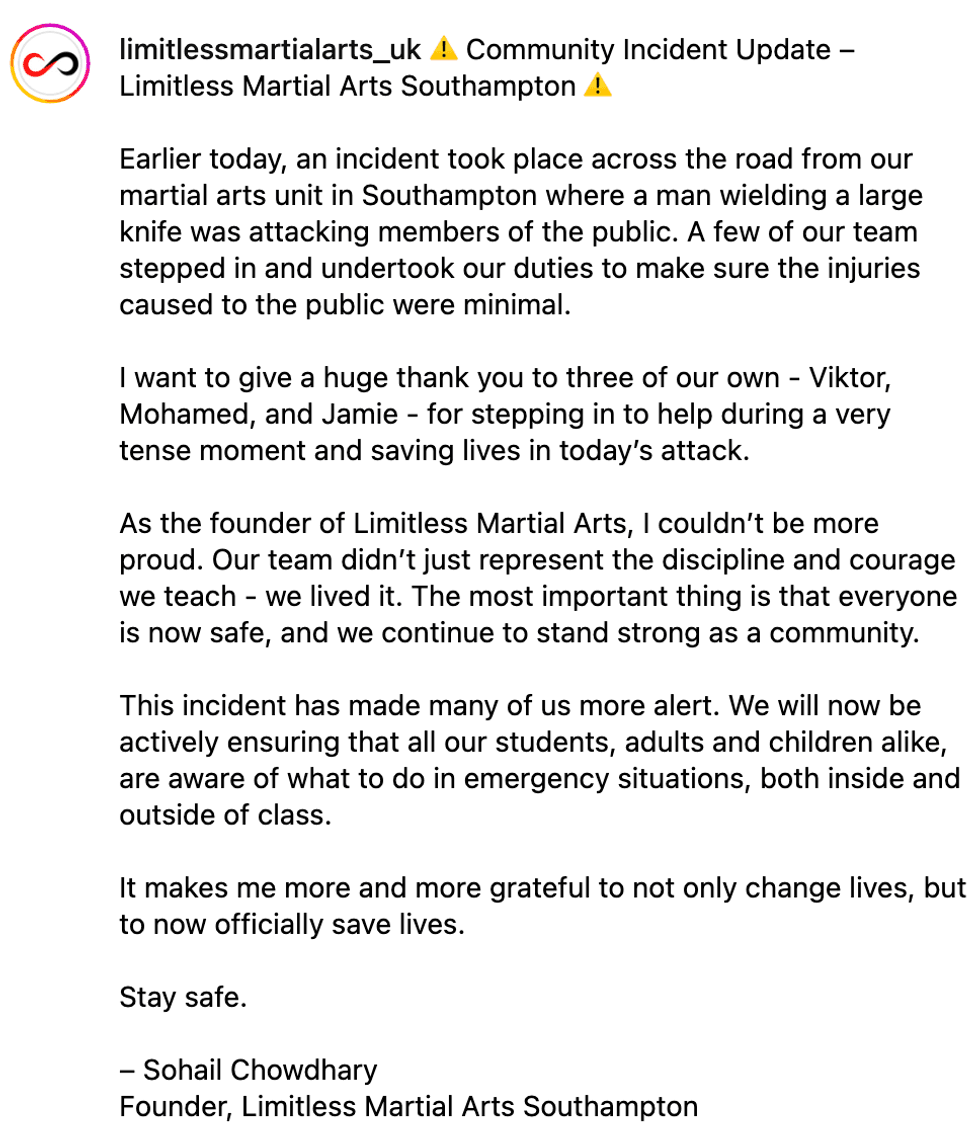 \u200bChowdhary's Instagram statement