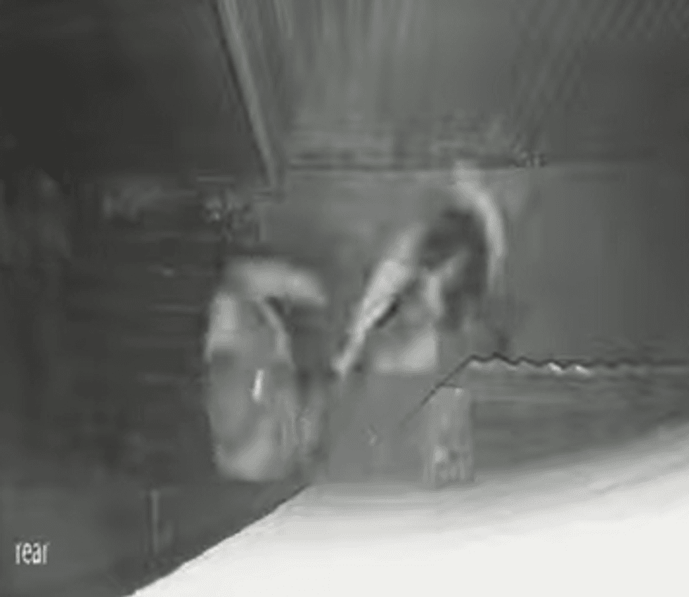 \u200bShe can be seen hitting the homeowner around the head with the spade