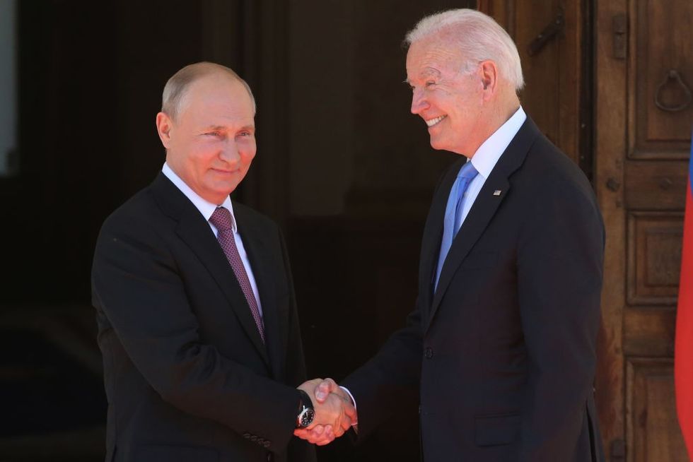 \u200bThen-President Joe Biden and Vladimir Putin in 2021