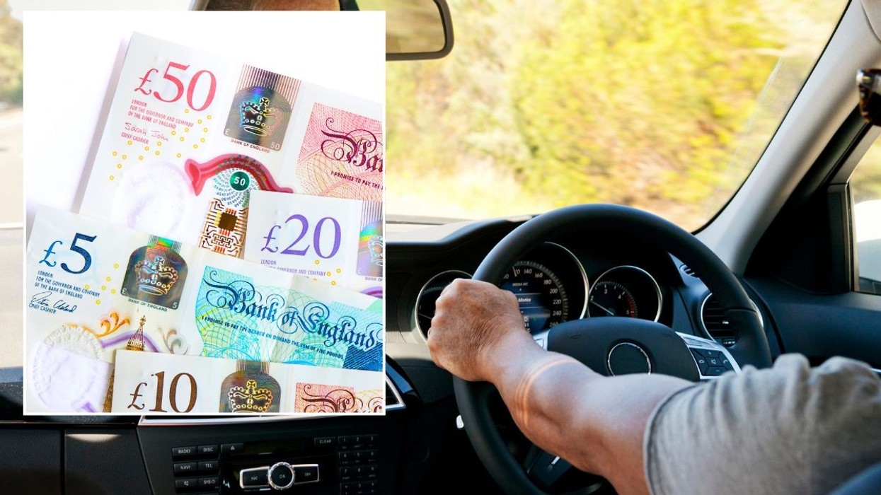 UK money and a man driving