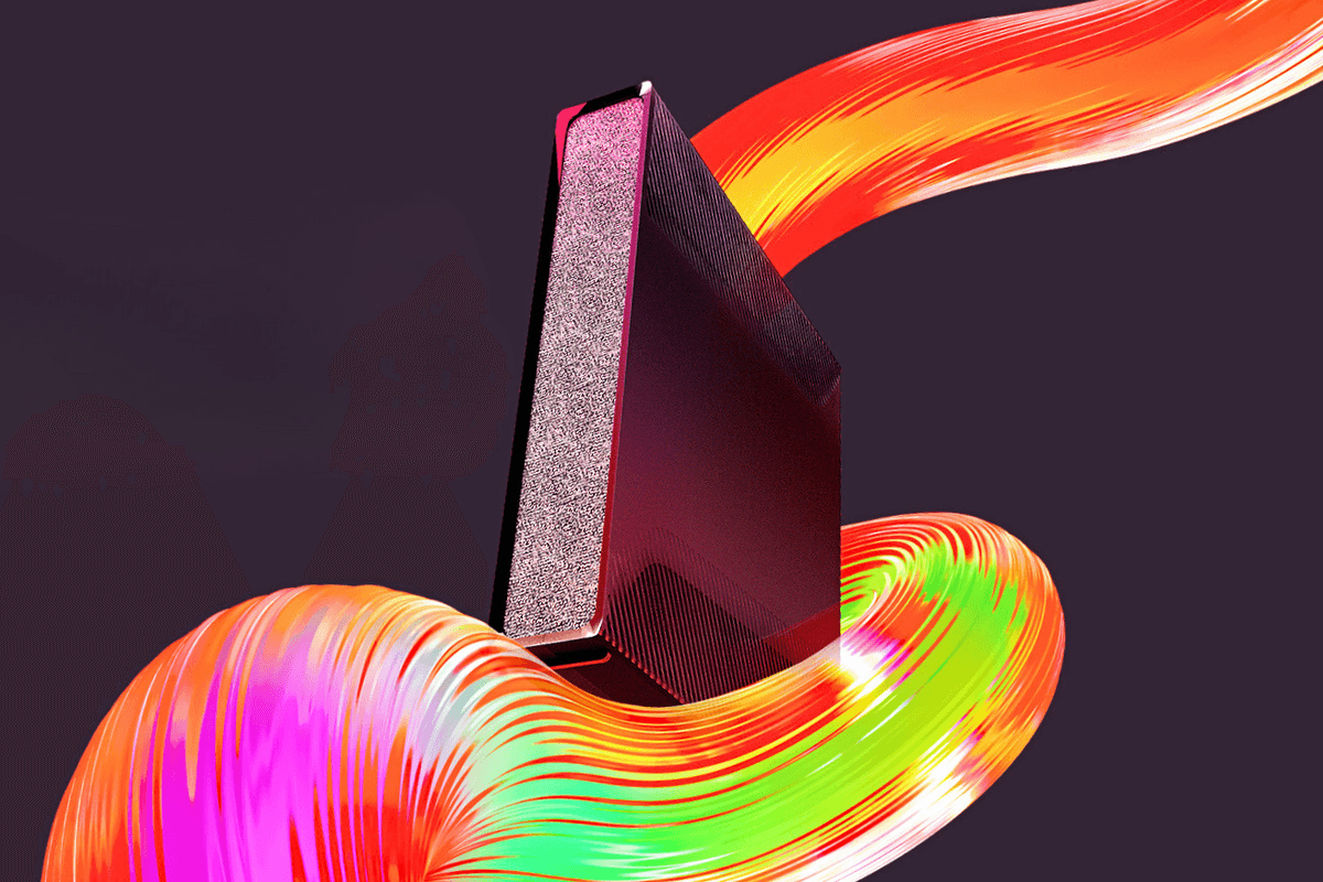 virgin media hub 5x wifi router pictured with colourful swirls
