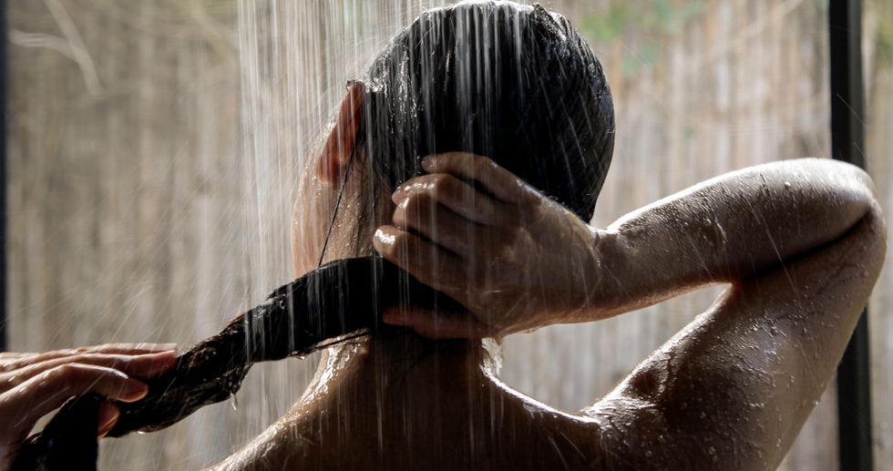 Woman having a shower