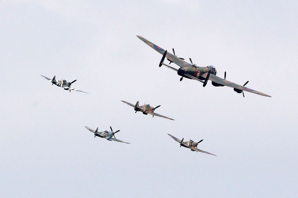 WWII aircraft including three Spitfires, a Hurricane and a Lancaster bomber, \u200b